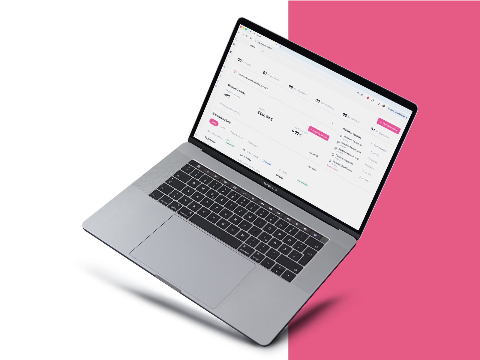 Dashboard del editor de Dasbuc